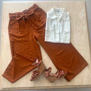 Linen Wide Leg Crop Pant